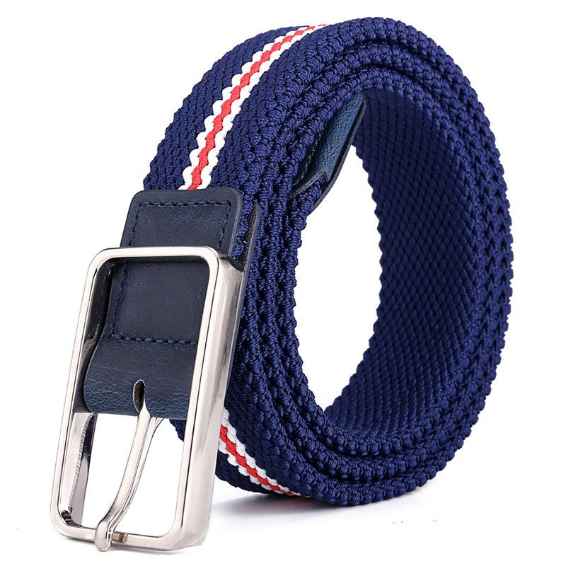 New elastic three-color men's golf non-punching breathable pin buckle braided belt