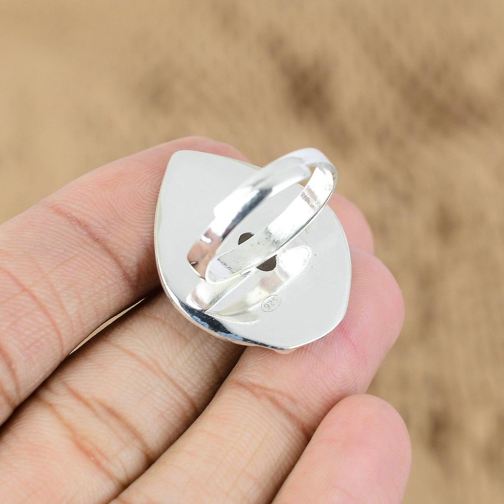 Mothers day Deal Natural Rainbow Moonstone 925 Sterling Silver New Ring Jewelry