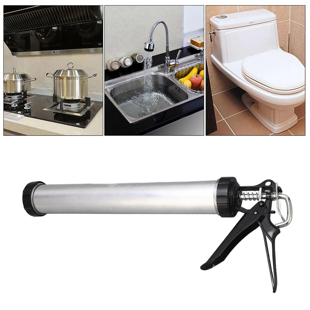 Aluminum Tube Silicone Caulking Gun 600ml Caulk Tool with 10 Nozzles Air Caulking Gun Silicone Caulking Gun Caulking Tools