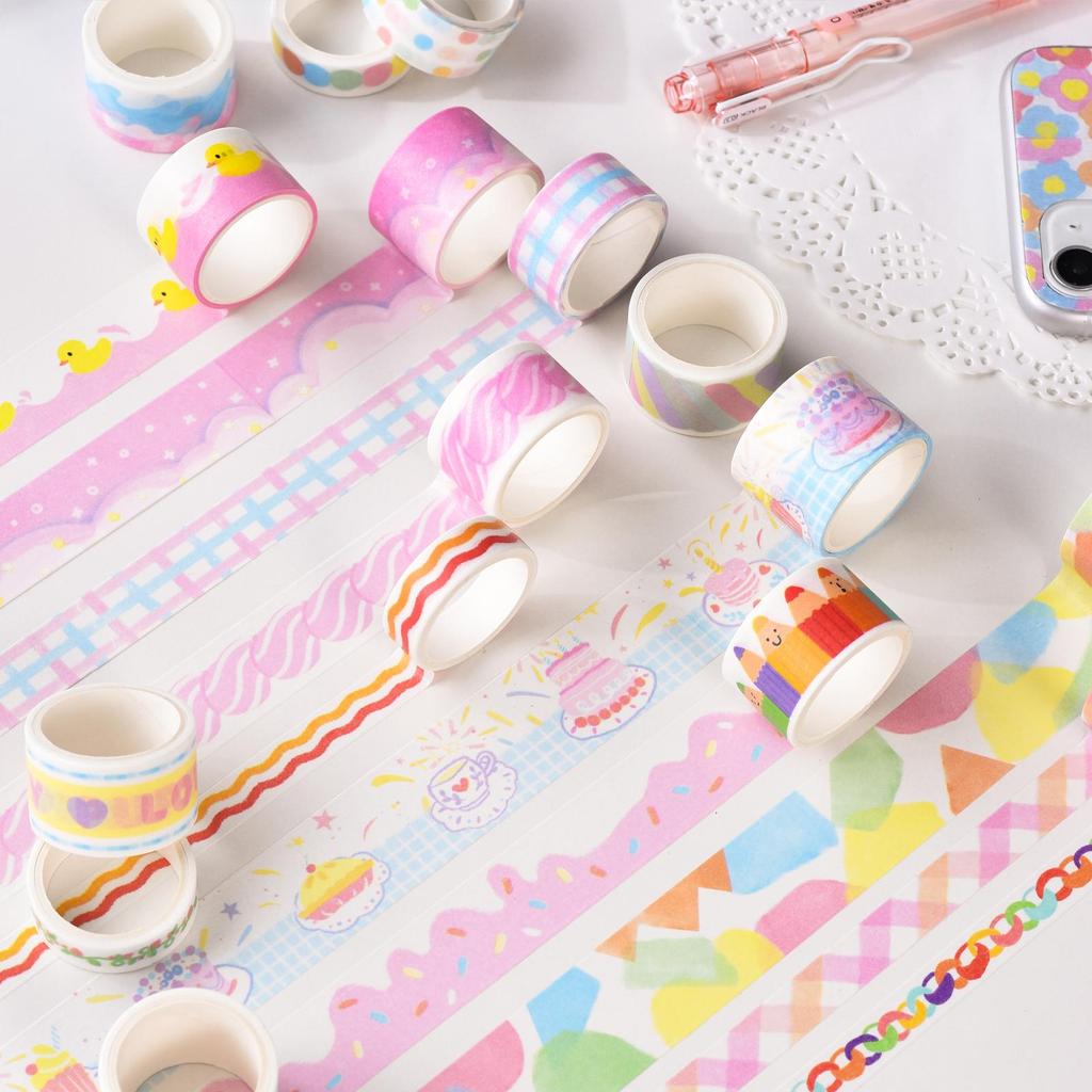 20 шт., набор лент Dream Holiday Series, милый мультяшный цветок, клейкие маскировочные ленты, декоративные наклейки для дневника, альбома
