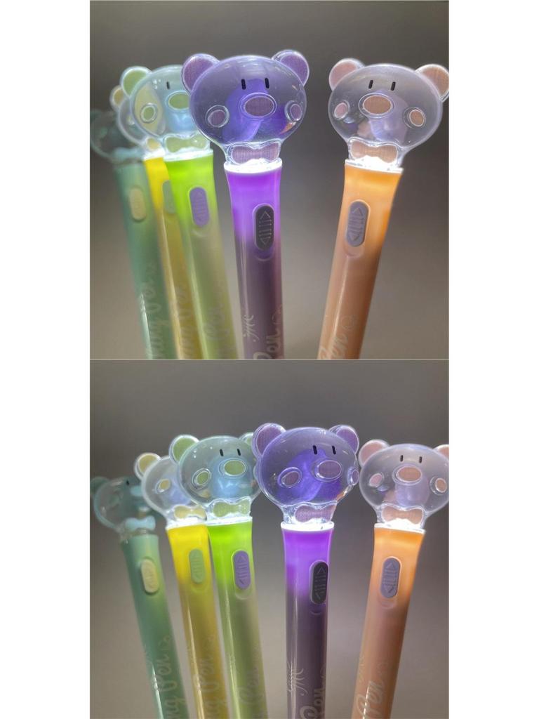Гелевая ручка с медузой, светящаяся в темноте - Настоящий образец, Функция подсветки, Милый дизайн с поросенком и медведем, Идеально подходит для студентов.