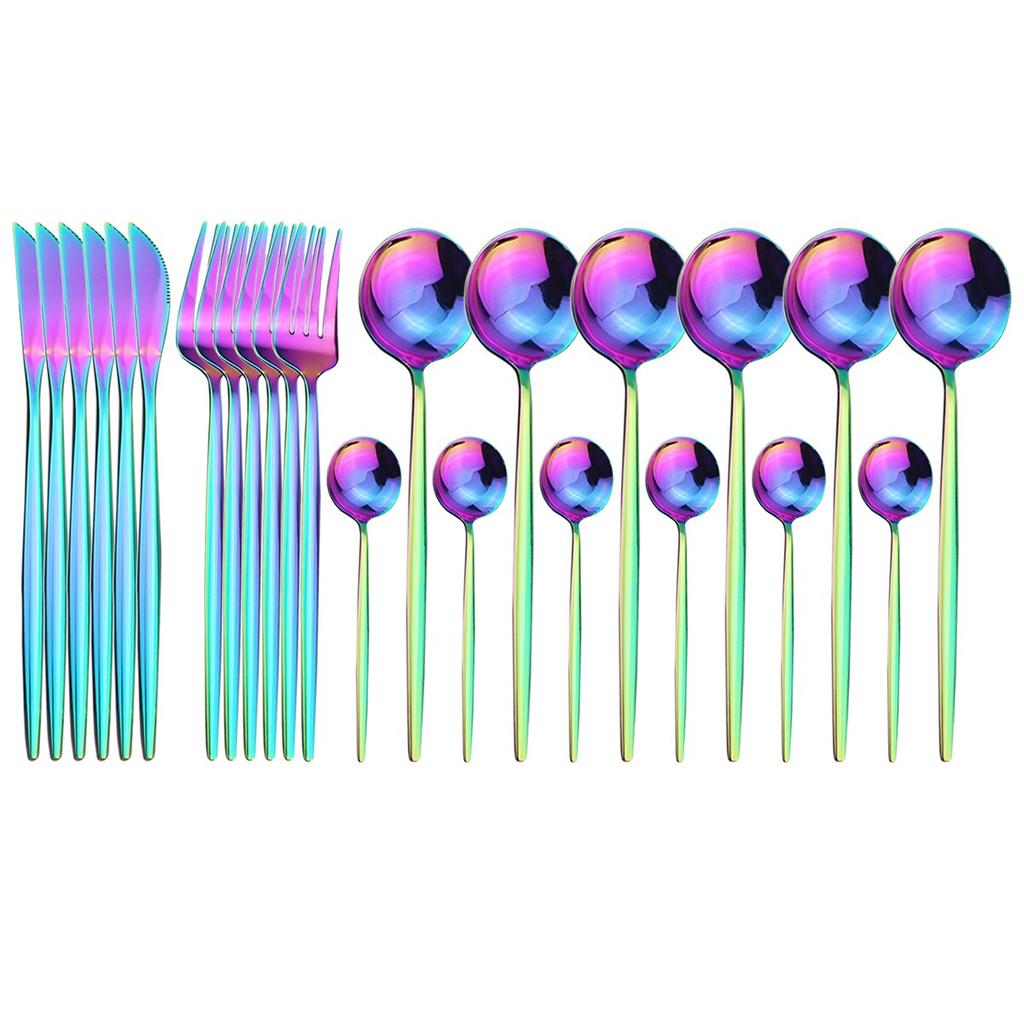 24Pcs Stainless Steel Dinnerware Cutlery Set Knives Forks Coffee Spoon Dinner Tableware Kitchen Utensils Flatware Set