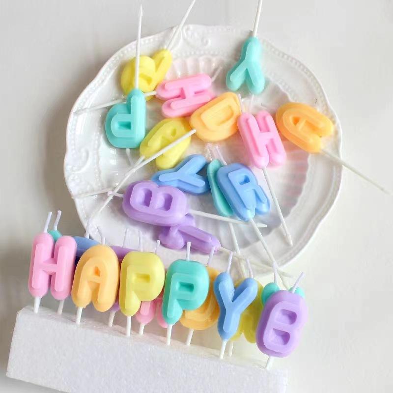 Smokeless Macaron Color Letter Birthday Cake Candle Cake Accessories for Party Supplies Colorful Colorful Birthday Candles