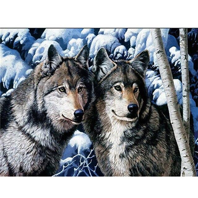 Волк DIY 5D алмазов картина вышивки крестом комплект полный круглый смолы животных Алмазная вышивка волки мозаика горный хрусталь домашний декор