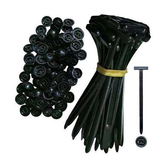 Tie Buckle Set Durable UV-Resistant Black Ties Pin Button Self-Locking Design Universal Model Cable Buckle