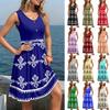 Женские повседневные летние платья без рукавов Весеннее платье с круглым вырезом в стиле пэчворк Бохо с цветочным принтом для коктейльной вечеринки