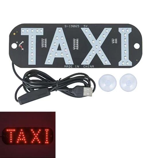 LED Indicator Light Waterproof Lamp with Car Windshield Light USB Power Taxi Sign Stickers for Ride-Hailing