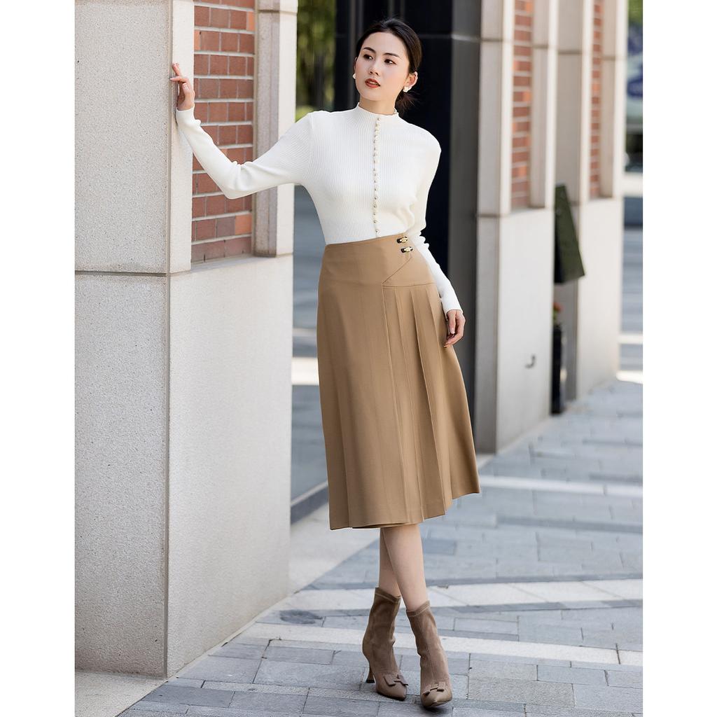 [A-line skirt] Winter fashionable commuting skirt with a simple temperament, women's half length skirt