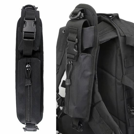 Backpack Strap Pouch with Zipper Simple Installation Quick Release Shoulder Strap Bag Attachment Tactical Accessories