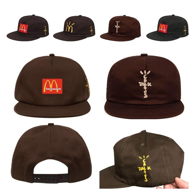 Бейсболка Travis Scott Mcdonald's Collaboration Вышитая, Регулируемая, Хлопок, Широкие поля