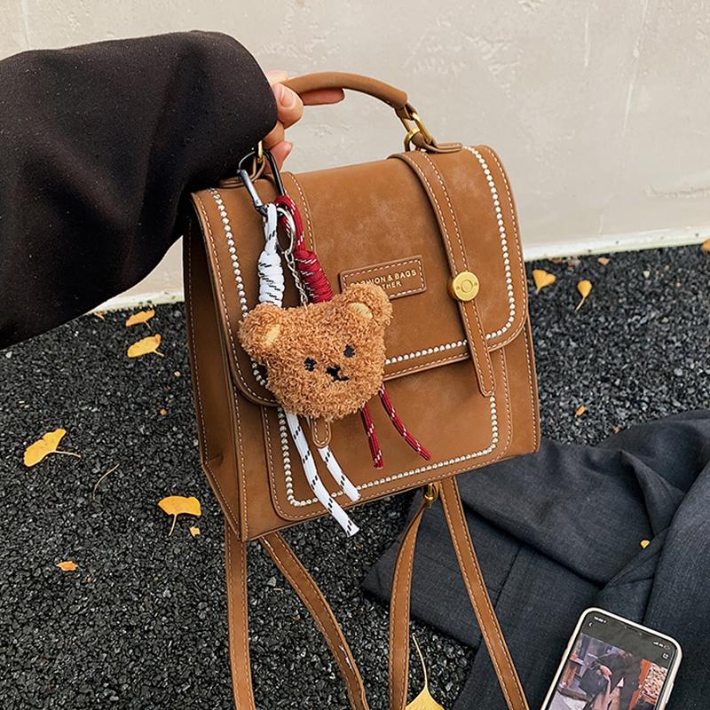 Retro Niche Design Backpack Fashion Portable Backpack British Daily Commuting Backpack Female Mini Schoolbag Girl PU Leather