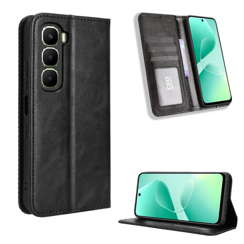 Flip Cases for Infinix Hot 60i 4G PU Leather Full-Body Protection Shockproof Durable Retro Phone Case