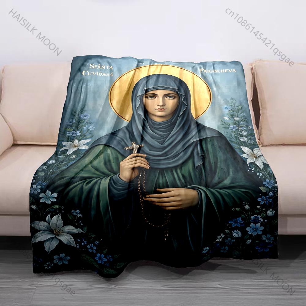 1PC Religious icon holding cross print blanket Prayer blankets for believers suitable for home sofa camping travel car