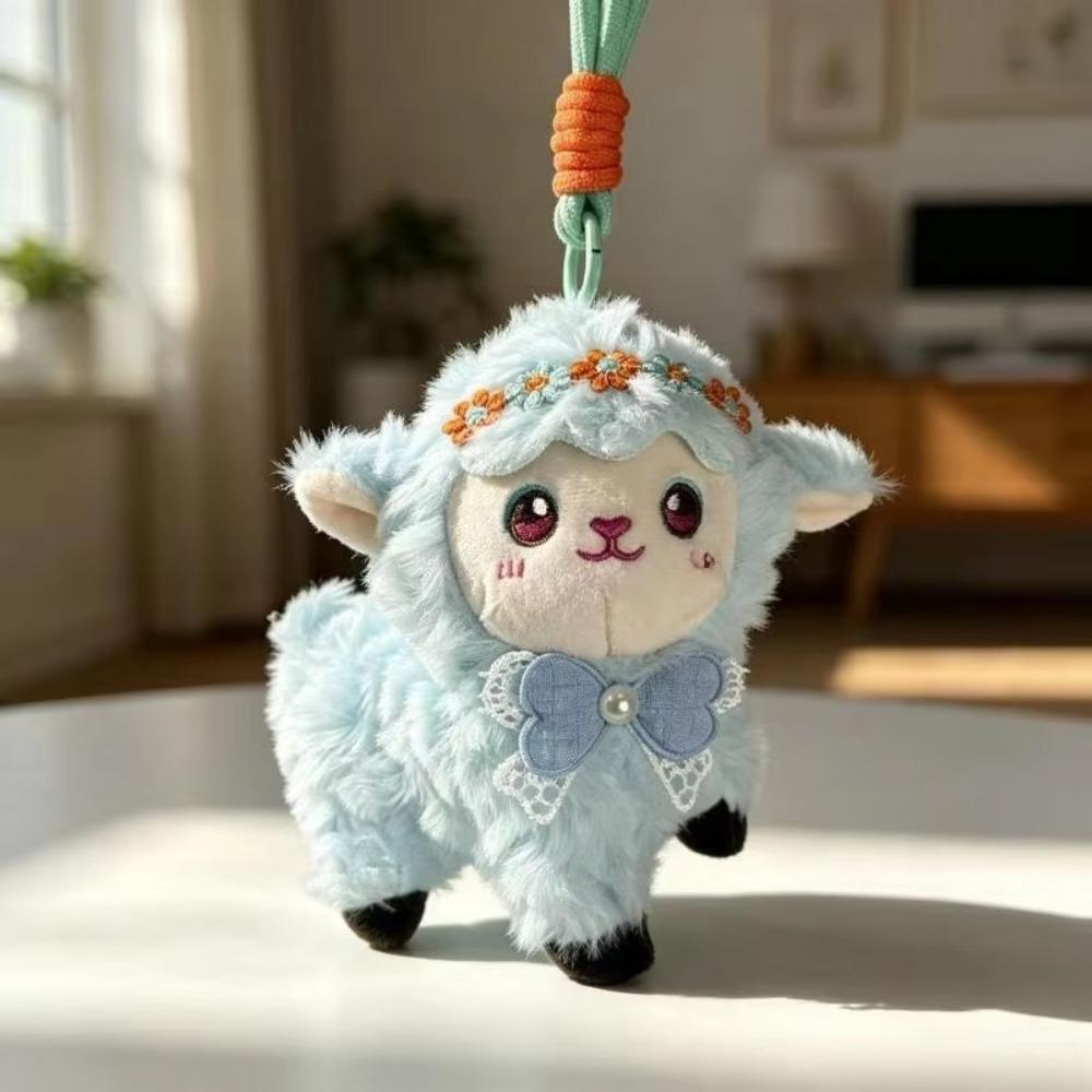 Cute Fluffy Lamb Backpack Decoration Cartoon Sheep Bag Pendant Plush Lamb Keychain Bag Decoration