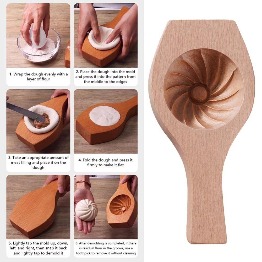 Solid Wood Steamed Bread Mold Deepening Steamed Stuffed Bun Tool Wood Baozi Mold Baking