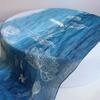 Printing Gradual Change Color Linen Batik Scarf Blue Versatile Ethnic Style Retro Silk Scarf Thin Light Breathable Yarn