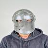 Grey Barbuta Helmet Medieval Knight Armor 18g Mild Steel LARP Cosplay Halloween Costume Barbuta Visored Warrior Helmet