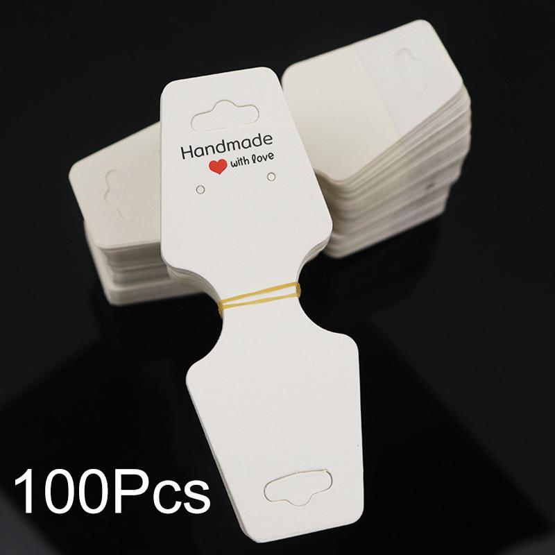 100Pcs/Pack Necklace Display Merchandise Price Blank Jewelry Card Rectangular Packaging Card DIY Paper Price Label Tags Earrings