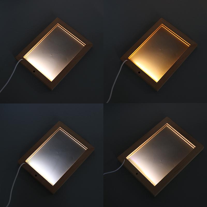 Светящаяся фоторамка, настольные фоторамки, светящийся держатель, простая 3D-светильник, декоративная светодиодная подсветка, деревянная USB-светодиодная фоторамка