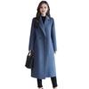 Women Jacket Turn-down Collar Pockets Solid Color Double-breasted Loose Fit Overcoat Thermal Long Sleeved Commuting Dating Spring Fall Winter Coat