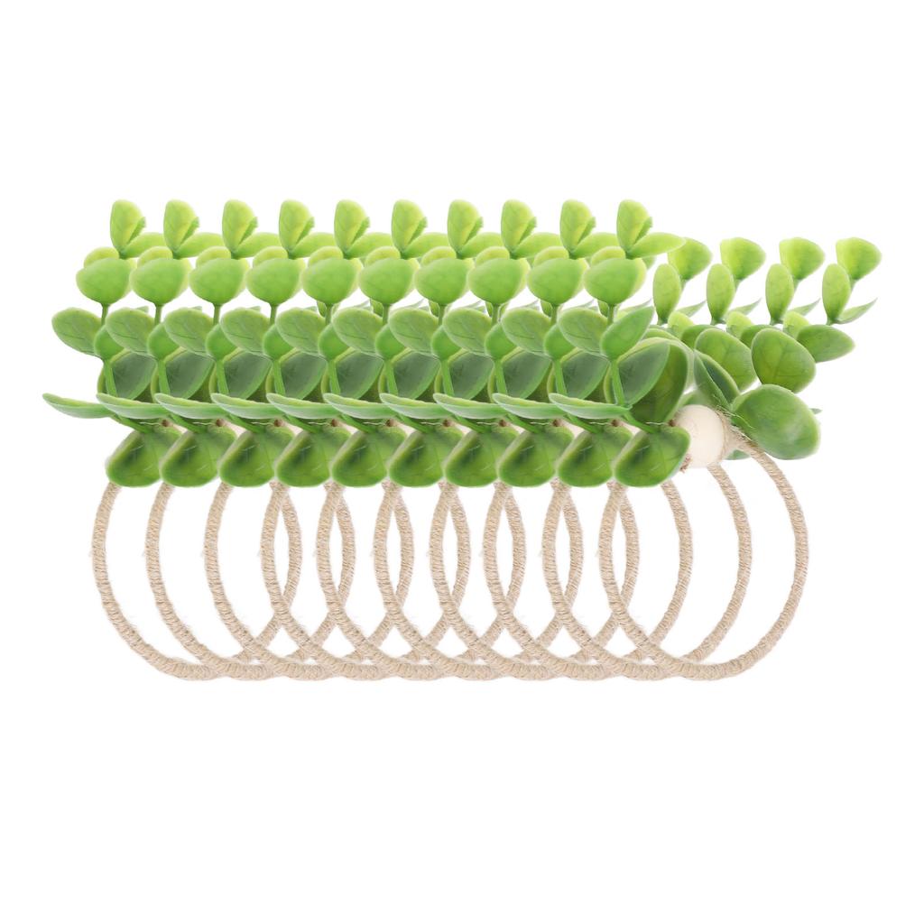 10pcs Plant Rope Wood Bead Napkin Rings Simulation Miniature Napkin Rings Holder for Doll House and 