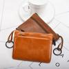 Genuine Leather Coin Purses for Men and Women Vintage Keychain Wallet with Card Holder Solid Color Small Zipper Clutch Purse