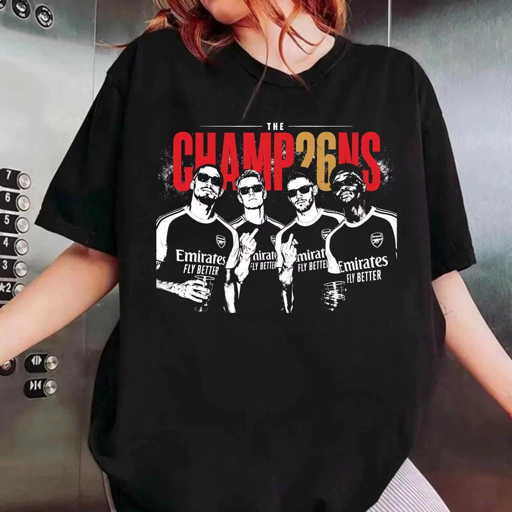 Arsenal Premier League Champions Merch TShirt 2026 Summer Unisex And Unisex Cotton Y2k Clothing Loose Short Sleeved Tee Fan Gifts