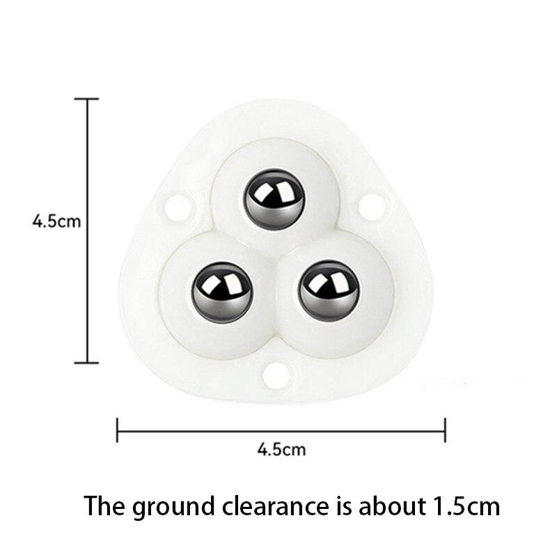 4Pcs Self Adhesive Universal Wheel 3 Beads Stainless Steel Pulley Bearing Mute For Household Storage Box Bedside Table