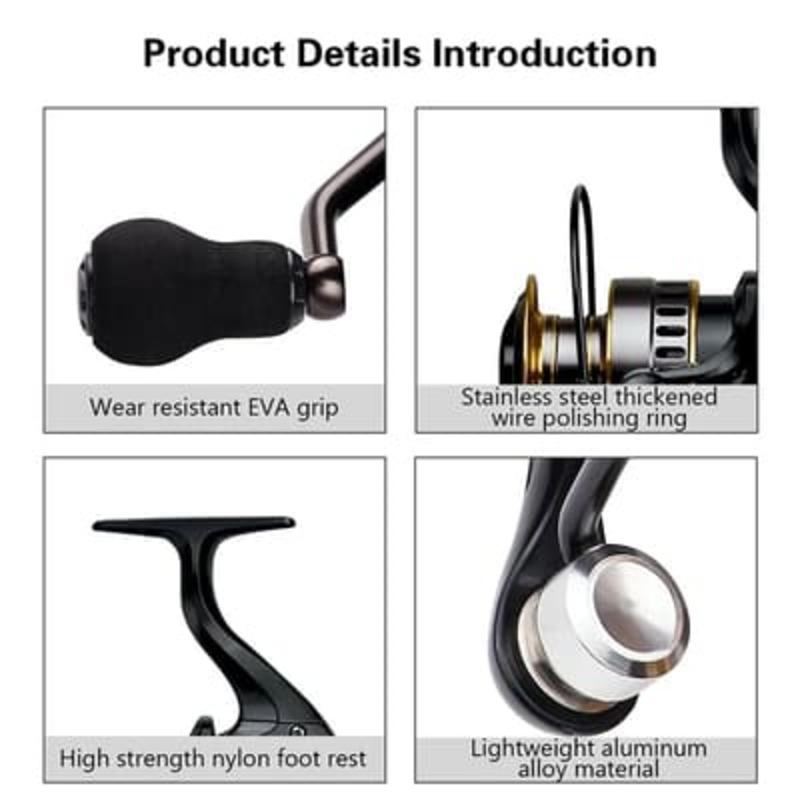 Professional Ultralight 1000~7000 Series 5.2:1 Gear Ratio, 26LB Maximum Drag CNC Metal Spool Spinning Fishing Reel for Freshwater and Saltwater