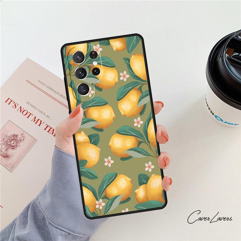 Летний чехол для телефона с лимонами и листьями Для Samsung Galaxy S24 S25 S23 S22 Ultra Note 10 20 Plus S20 S21 FE Чехол