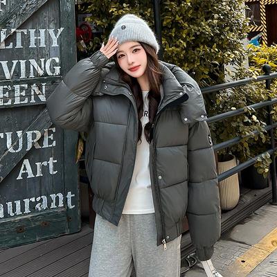 Осень-зима, утепленная теплая парка, женская повседневная милая однотонная Свободная куртка с капюшоном и большим карманом, верхняя одежда