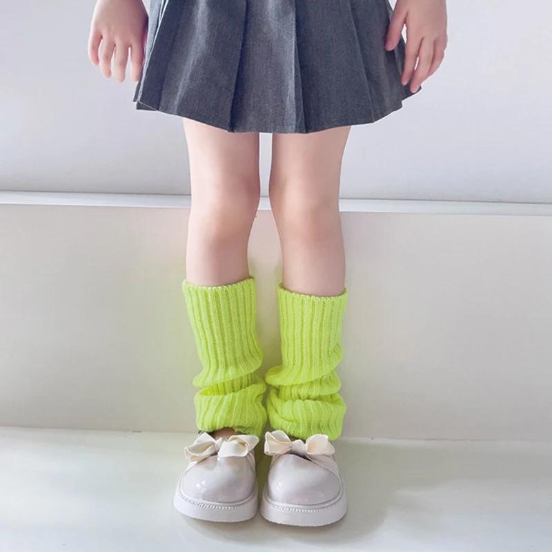 Sweet Girls Candy Color Korean Kids Leg Warmers Knitted Foot Cover Children Solid Autumn Winter Elastic Versatile Elephant Socks