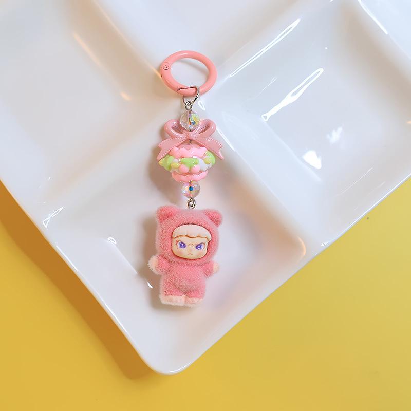 Kawaii мультфильм флокирование кукла брелок кулон для женщин девочек уникальный рюкзак украшения аксессуары маленькие подарки