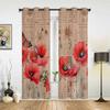 Poppy Flower Retro Butterfly Window Curtains for Living Room Luxury Bedroom Curtain Kitchen Blinds Drapes Curtains