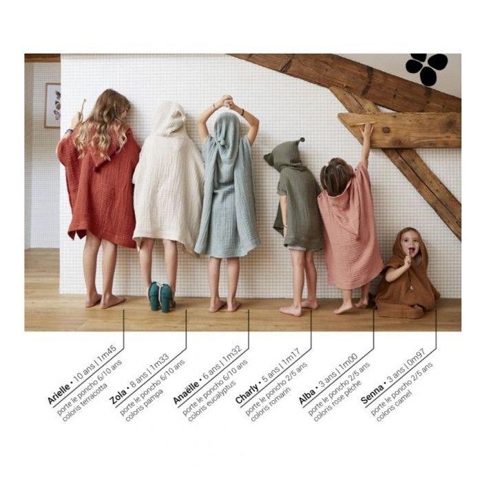 Poncho enfant mixte Gaze de coton unie Gaïa - Gaïa Rose Pêche - 2 à 5 ans