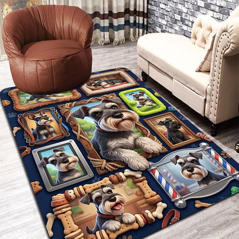 Schnauzer Frames Collage Pattern Rug Floor Mat for Living Room or Bedroom Soft and Comfortable Carpet a Gift for Birthday and Holiday.