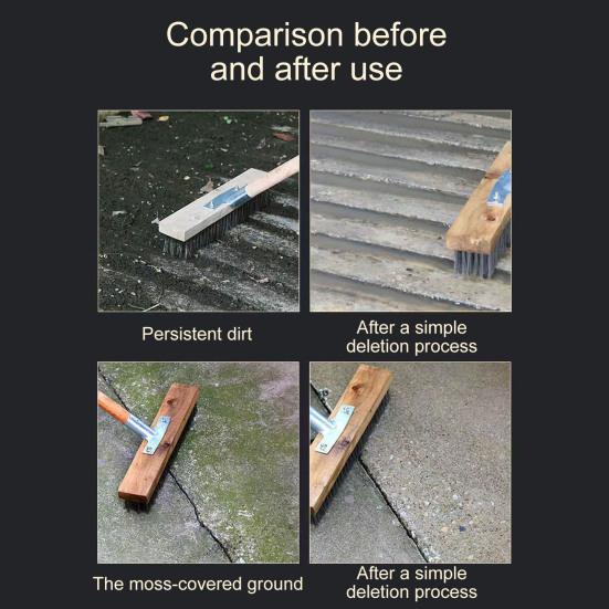 20/30/50CM Stainless Steel Wire Scrub Brush Heavy Duty Stiff Metal Bristle Scrubber Broom Concrete Patio Floor Moss Removal Deck Cleaning Brush