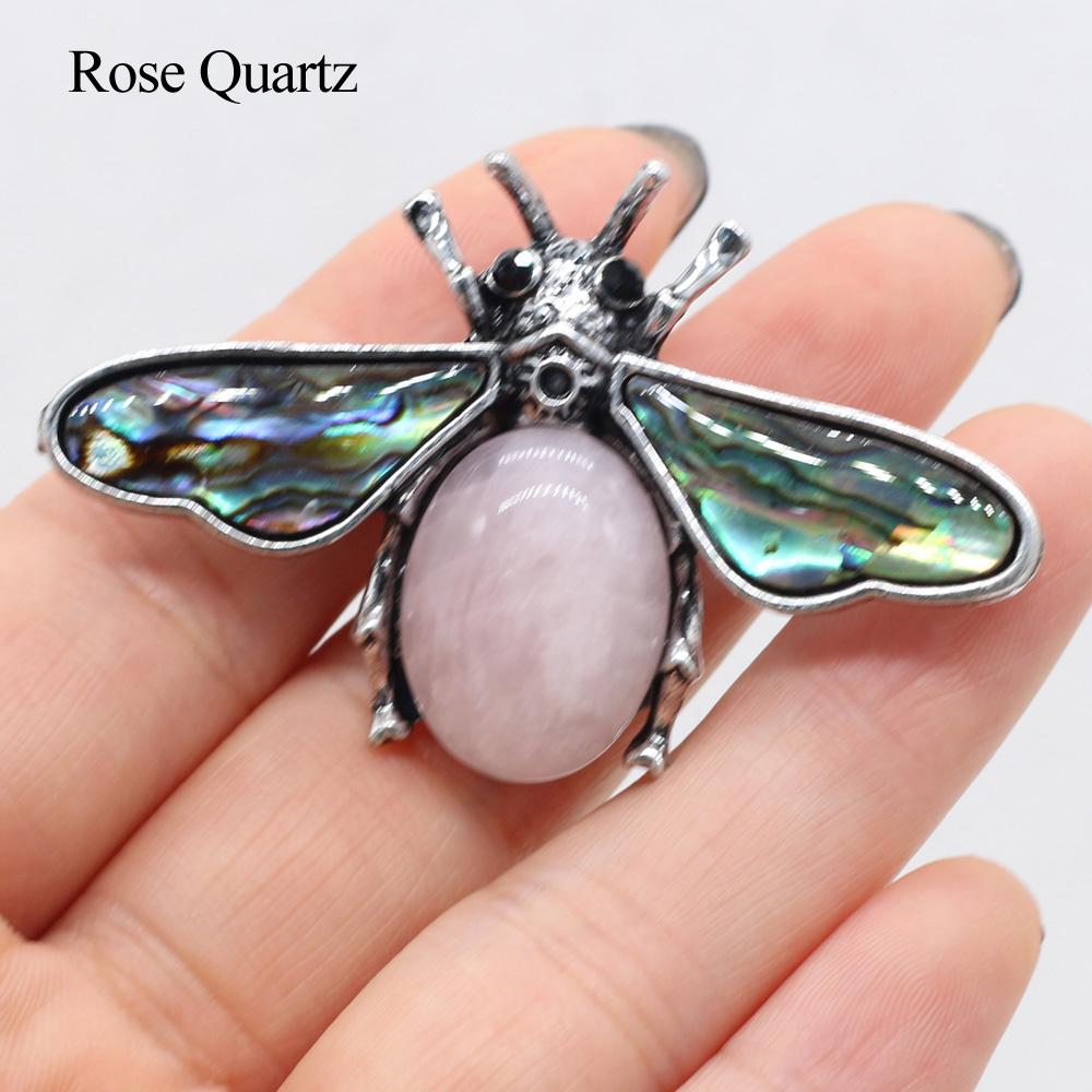 1Pc Reiki Healing Crystal Pendant, Natural Stone Insect Shape Charms for DIY Necklace Hanging Decoration Accessories, Jewelry Making Halloween Crafts