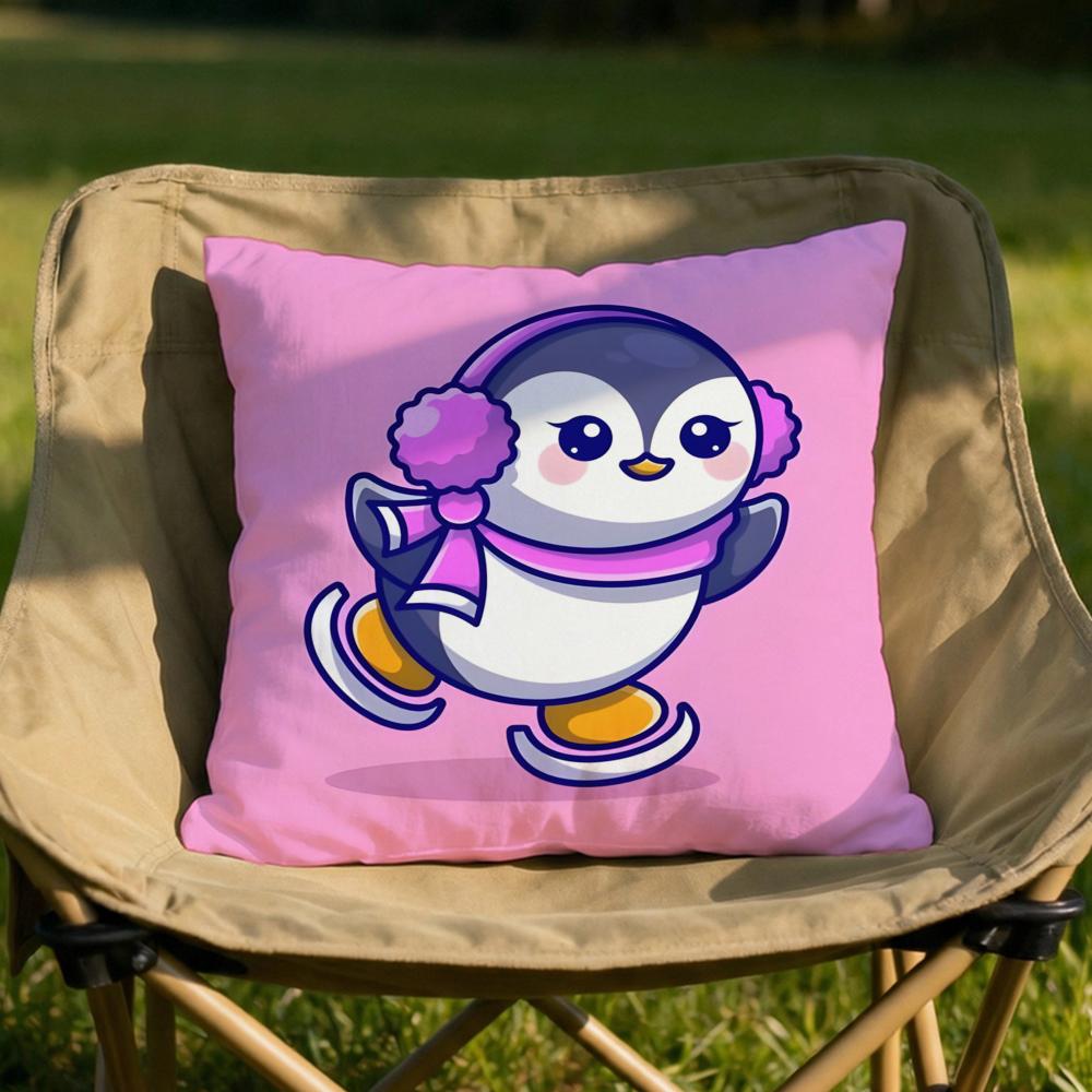 Cute Cartoon Penguin Cushion Cover Soft Reversible Durable Pillow Cover MultiScene Use for Home Car Daily Comfort