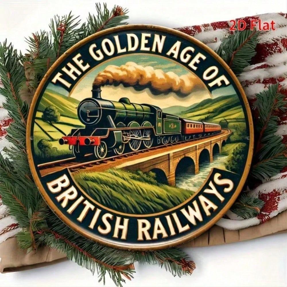Винтажная металлическая табличка British Railways 8x8 дюймов Настенное искусство с паровозом Декор для поезда