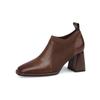New Women Retro Naked Boots,Stretch Knitted Autumn Shoes,Slip on,Square High Heels Ankle Botas,Black,Brown.Dropship