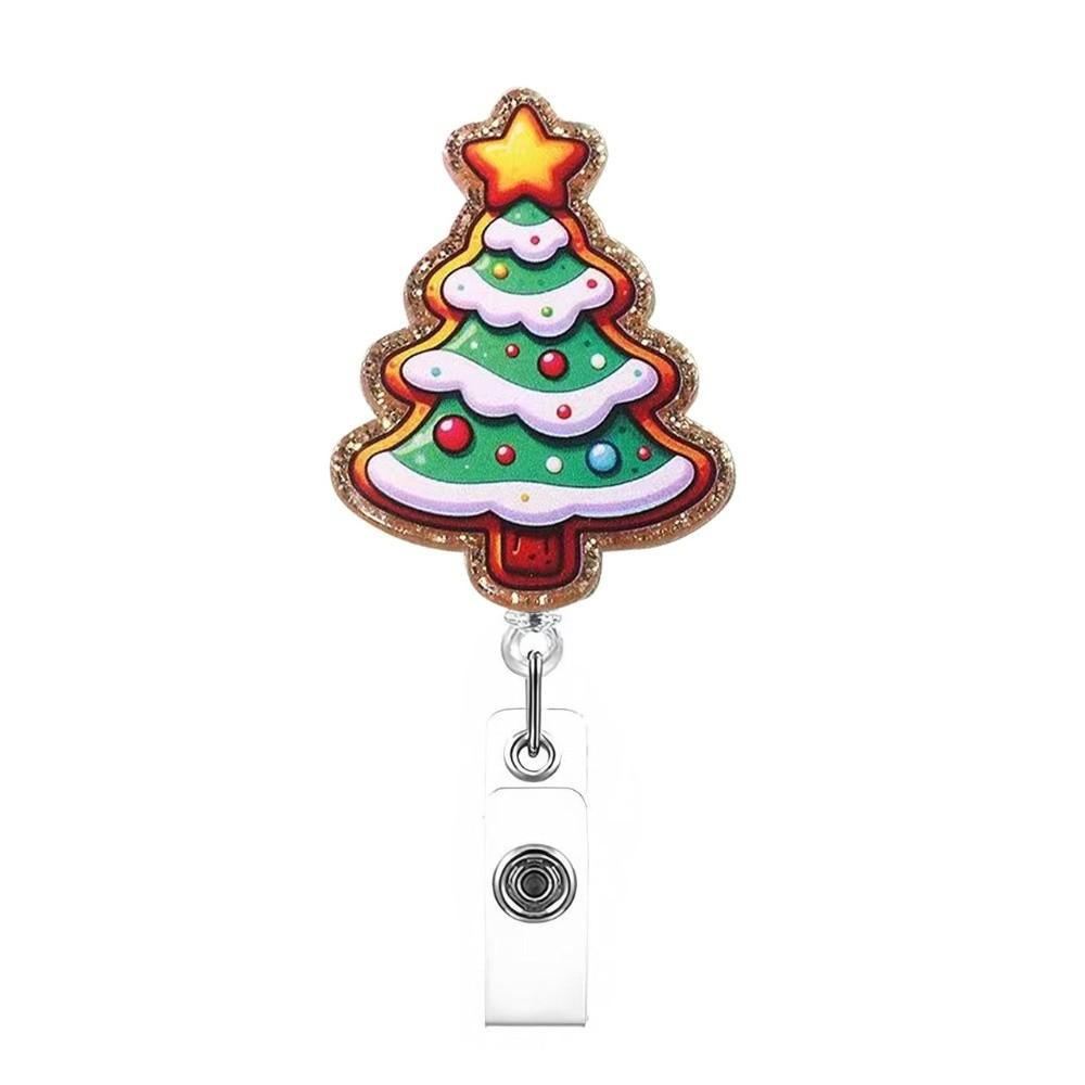 Pink Santa Christmas Badge Holder Santa Claus Badge Reel Funny Retractable Badge Reel Office