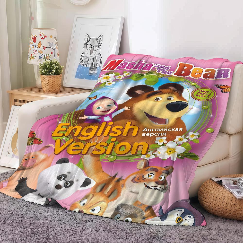 Cartoon M-Masha And The B-bearers Blanket Warm And Soft Suitable For Bedroom Living Room Sofa Bed Office Travel Camping