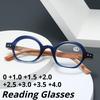 Round Frame Wood Grain Anti-Blue Light Reading Glasses Comfortable High-Definition Presbyopia Glasses Unisex Diopters 0 To +4.0
