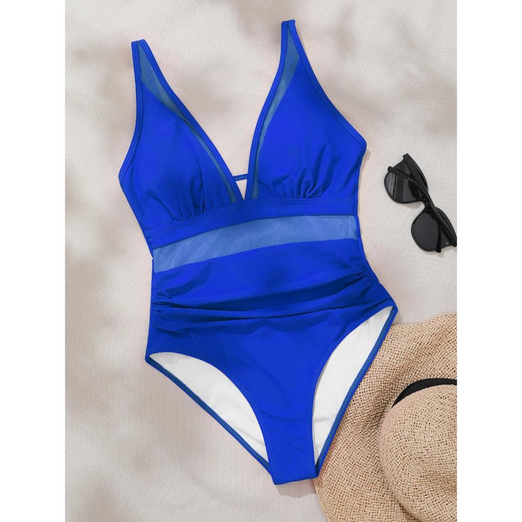 Цельный купальник женский, глубокий V-образный вырез, съемный бюстгальтер, простые монокини, новый летний пляжный купальник, женский