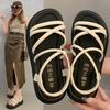 2025 New Summer Wear Super Soft Thick-soled Roman Shoes Temperament Flat Casual Sandals High-end Sandals Women