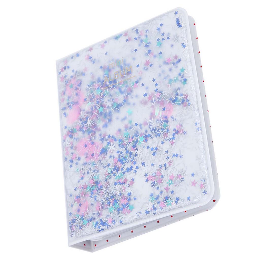 Quicksand Beads 64 Pockets 3 Inch Mini Photo Book Album For Instax Camera Photos(blue)