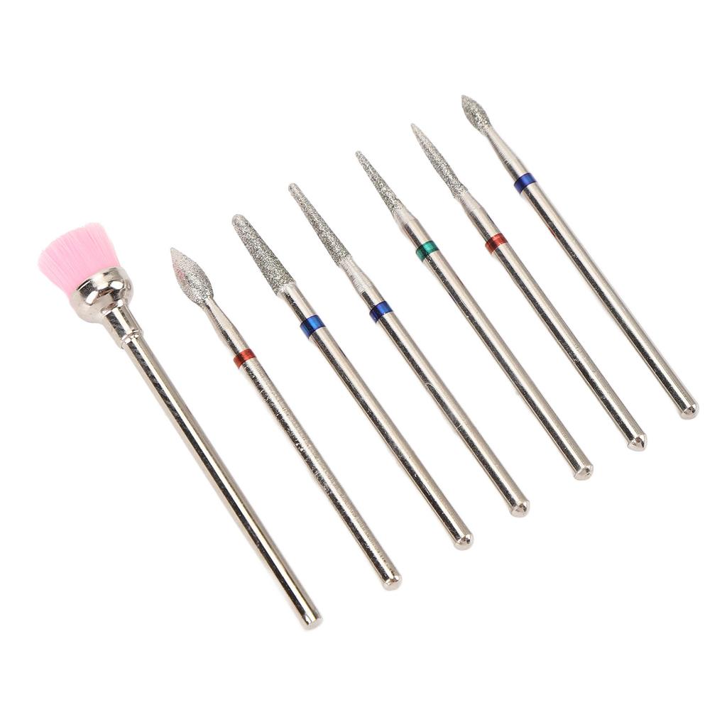7 шт. Насадки из карбида вольфрама для маникюра, шлифовки ногтей, набор насадок для дрели для ногтей со щеточкой для чистки, прозрачные
