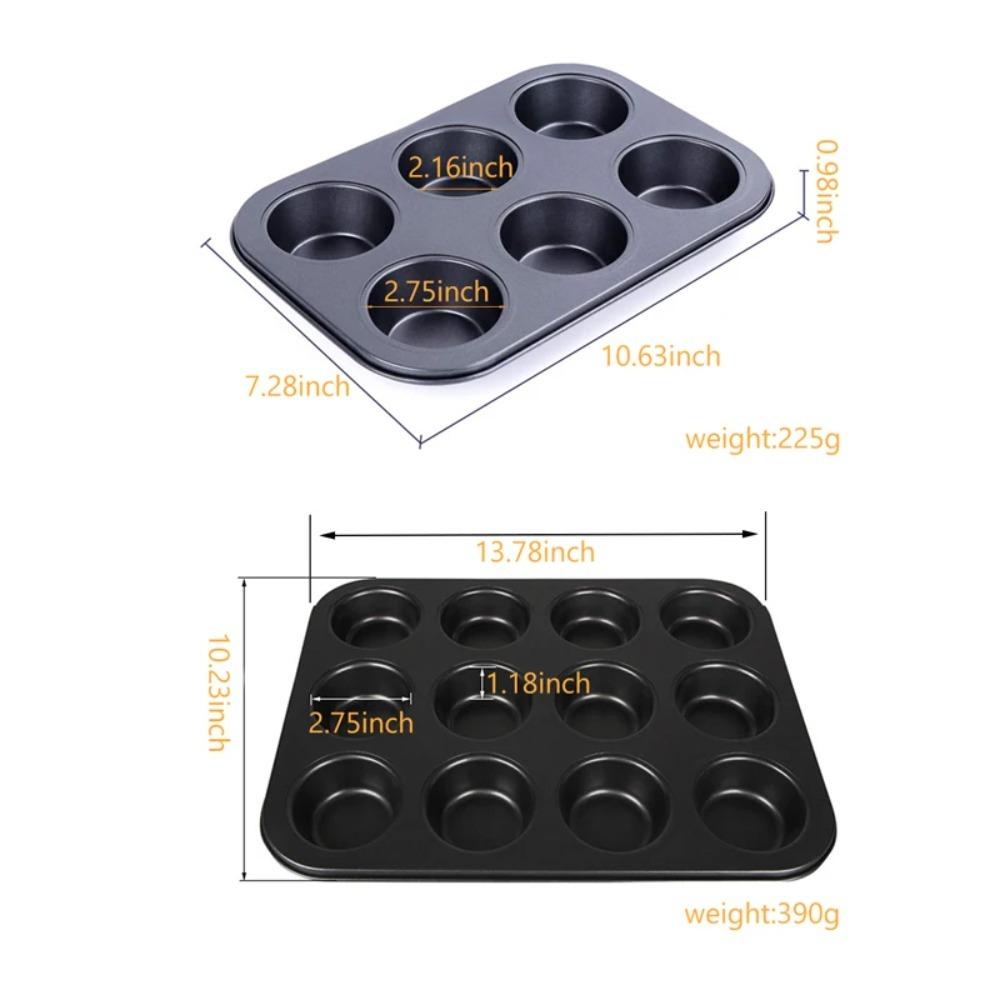 D5 6/12 Cup Square Cupcake Baking Pan Easy To Clean Cupcake Mold Muffin Baking Pan Carbon Steel Baking Pan Non-stick Baking Pan