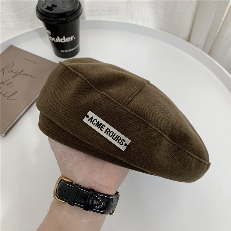 Стильный шерстяной берет для женщин, модная осенне-зимняя шапка художника с деталями в виде английских букв